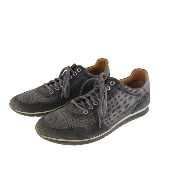 Magnanni Gray Perforated Suede Sneakers 